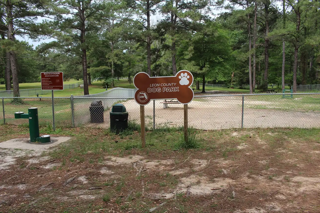 The fenced Leon County dog park at J. Lee Vause Park on Old Bainbridge Road, north of Tallahassee.