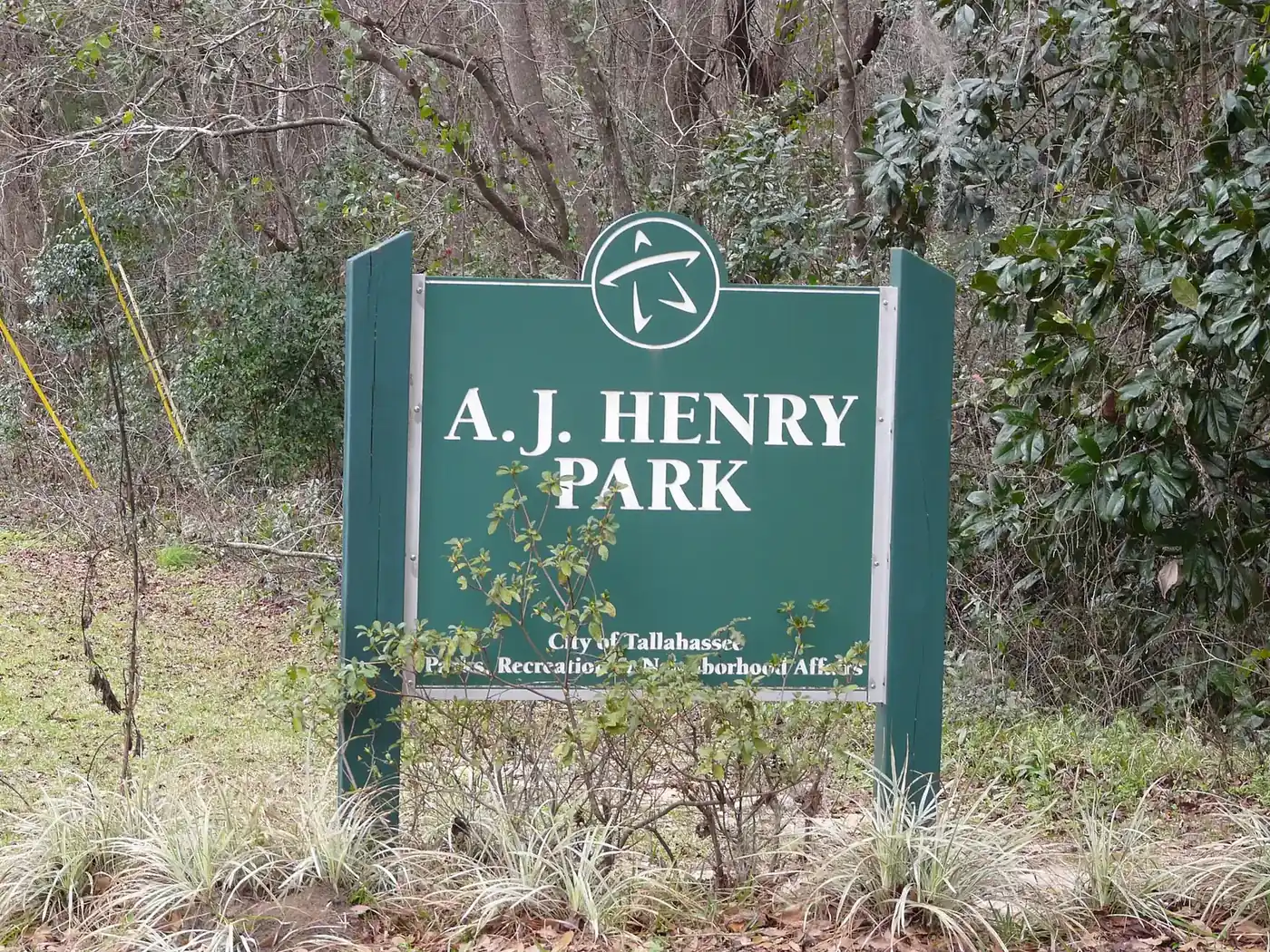 The City of Tallahassee sign at the entrance to A.J. Henry Park in Killearn.