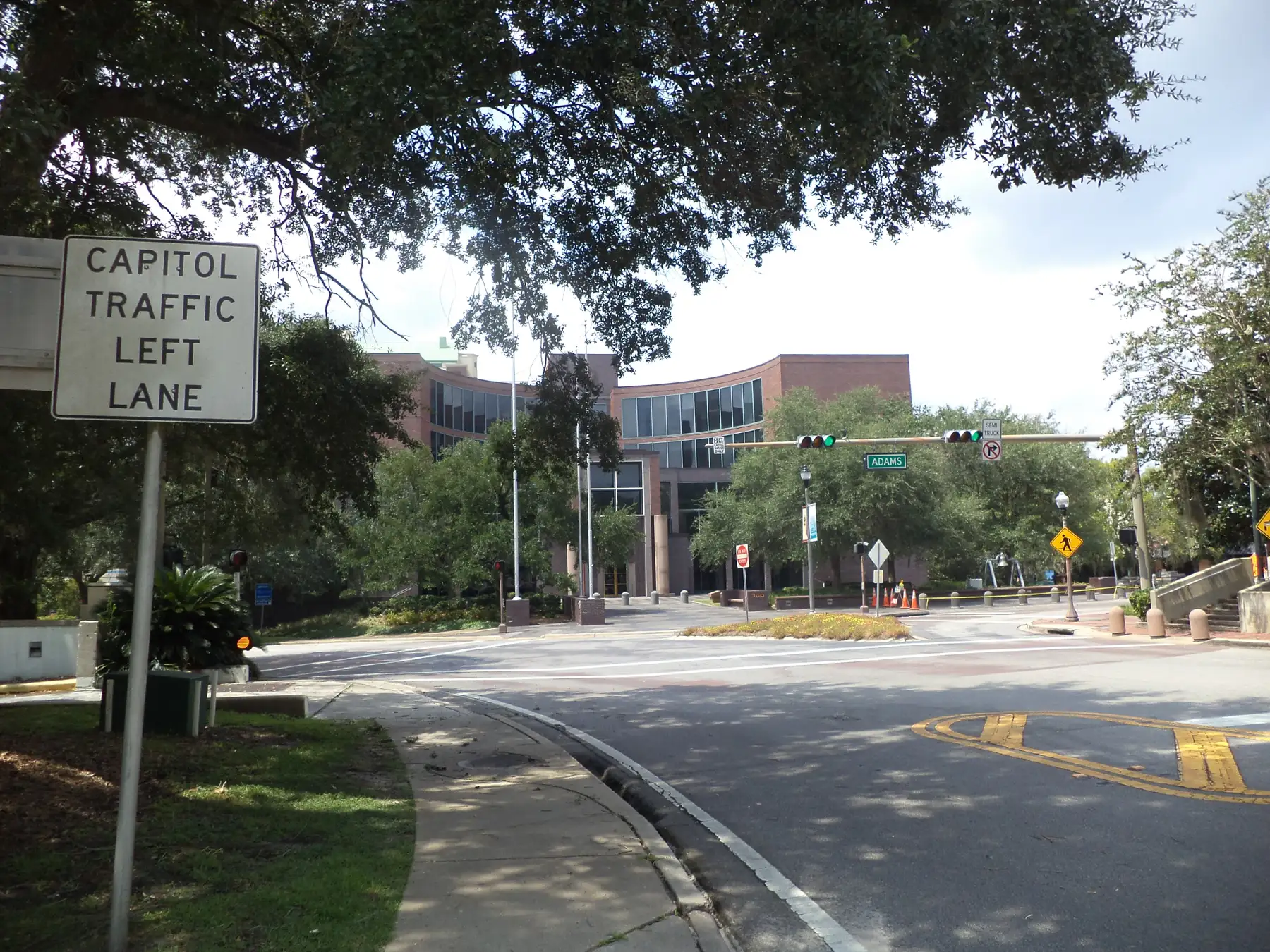 Tallahassee City Hall seen from Jefferson Street at Adams Street, downtown.