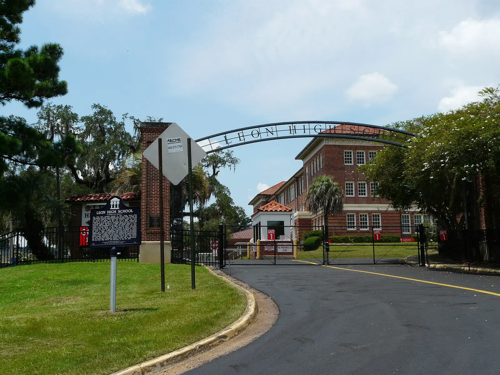 The main entrance of Leon High School in Tallahassee
