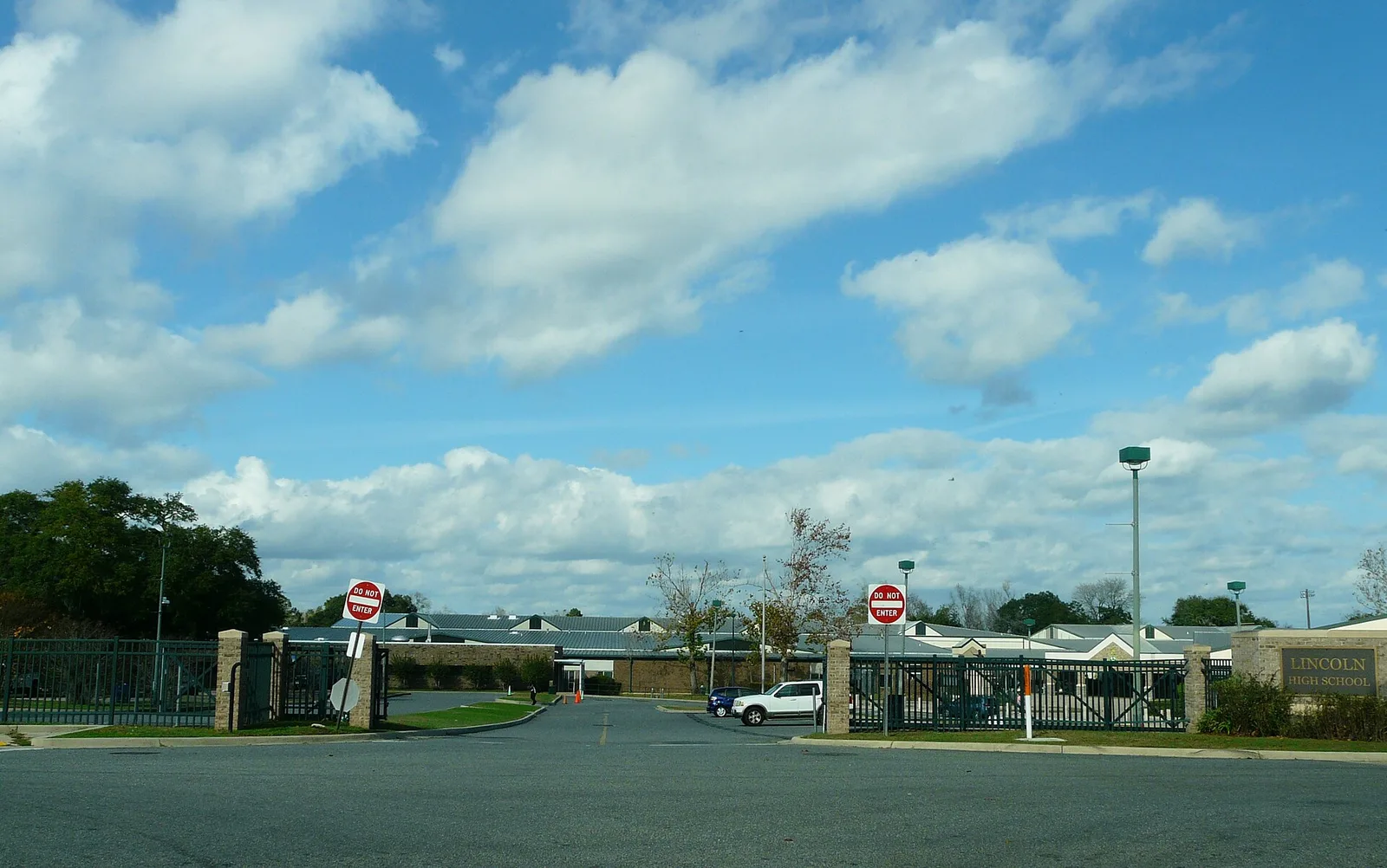 The entrance to Lincoln High School at Sutor Road and Trojan Trail in Tallahassee