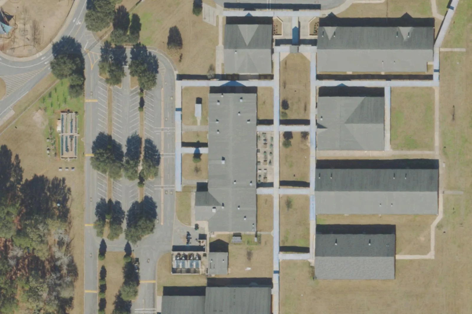 An aerial view of the William J. Montford III Middle School campus on Pimlico Drive in northeast Tallahassee