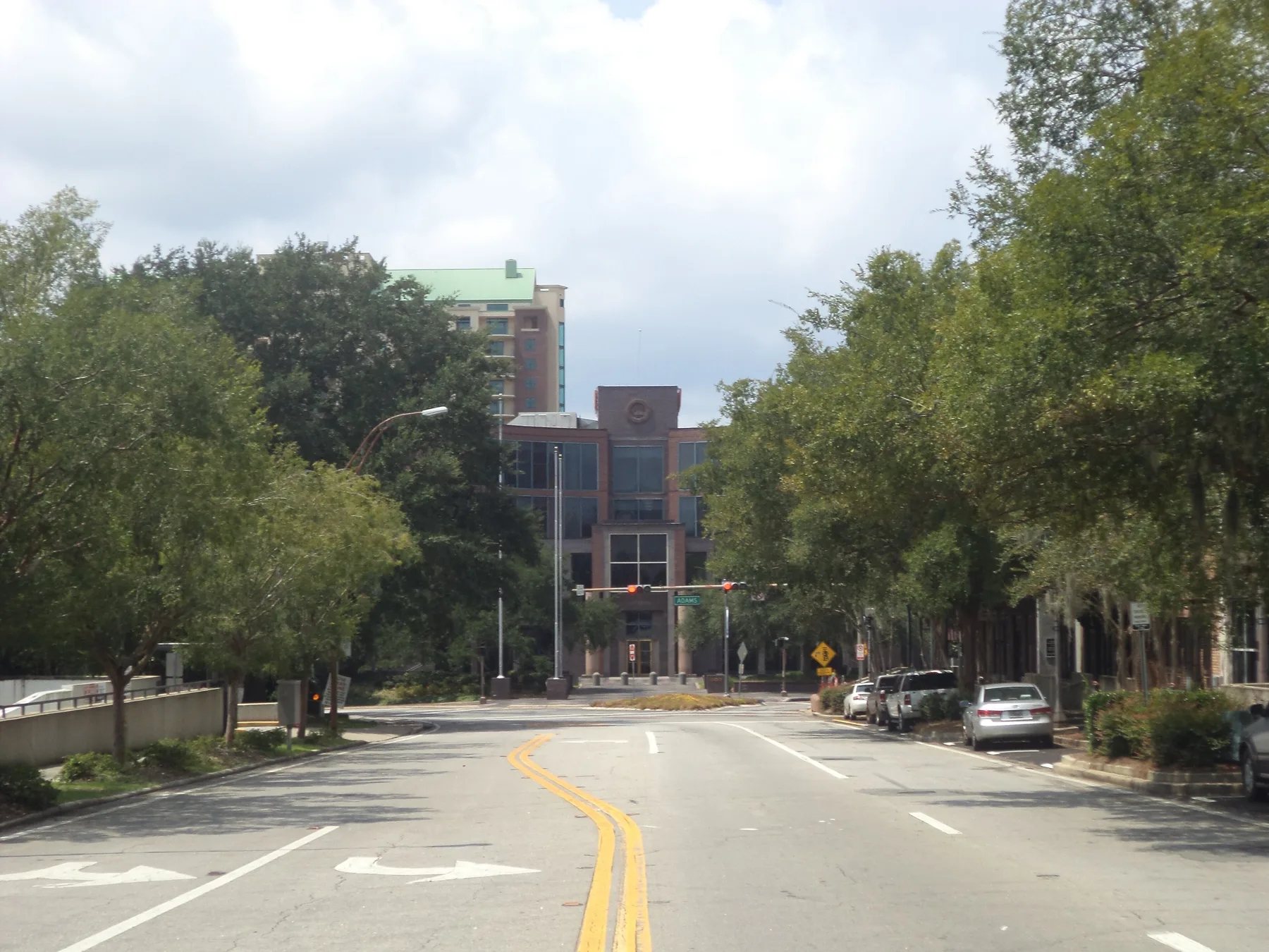 Tallahassee City Hall at the end of Jefferson Street in downtown Tallahassee.